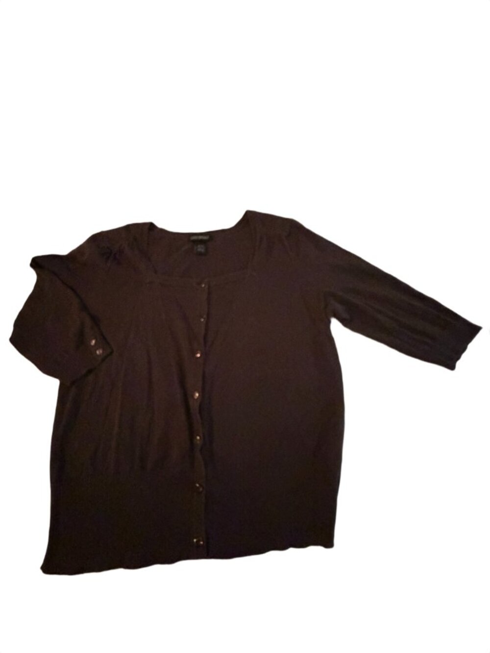 Lane Bryant 18/20 Chocolate Brown Cardigan Square Neck Ribbed Trim